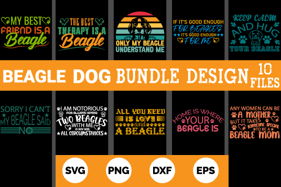 Beagle Dog T-Shirt Design Bundle: Graphics & Print Templates