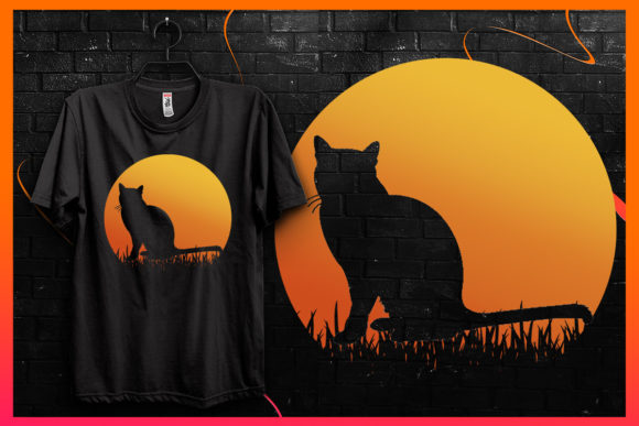 Cat Silhouette-Retro Vintage T-shirt 1