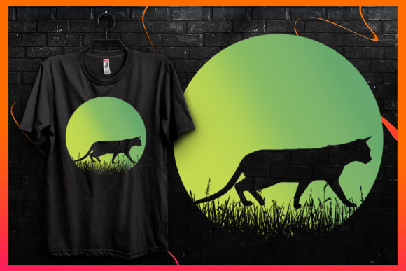 Cat Silhouette-Retro Vintage T-shirt 12: Graphics & T-Shirt Designs
