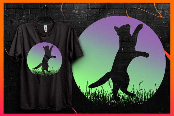 Cat Silhouette-Retro Vintage T-shirt 16