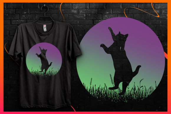 Cat Silhouette-Retro Vintage T-shirt 17: Graphics for T-Shirt Designs