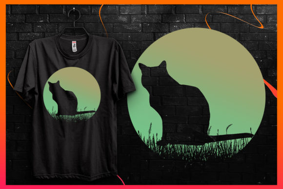 Cat Silhouette-Retro Vintage T-shirt 18: Graphics for T-Shirt Designs