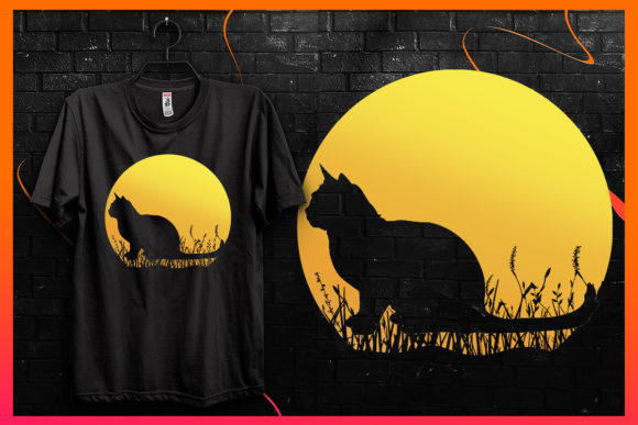 Cat Silhouette-Retro Vintage T-shirt 2: Graphics & T-Shirt Designs