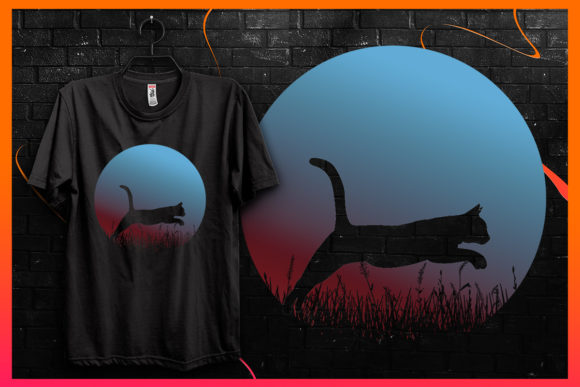 Cat Silhouette-Retro Vintage T-shirt 23