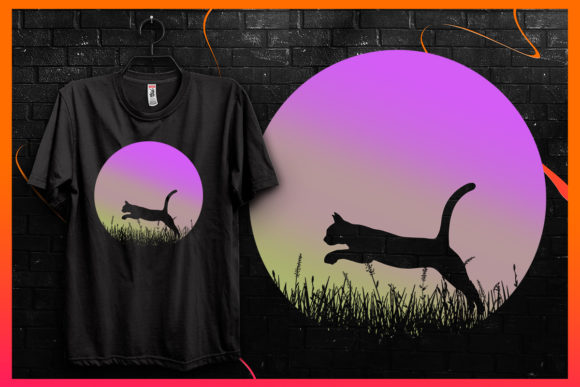 Cat Silhouette-Retro Vintage T-shirt 31: Graphics for T-Shirt Designs