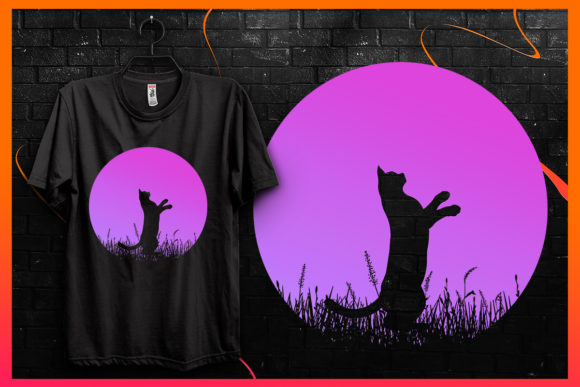 Cat Silhouette-Retro Vintage T-shirt 33 Graphics