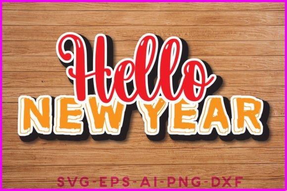 Hello New Year Sticker T-shirt Design