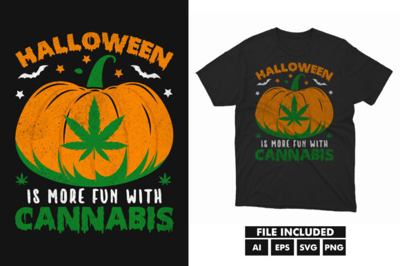 Pumpkin Halloween Cannabis Weed T-shirt Graphics