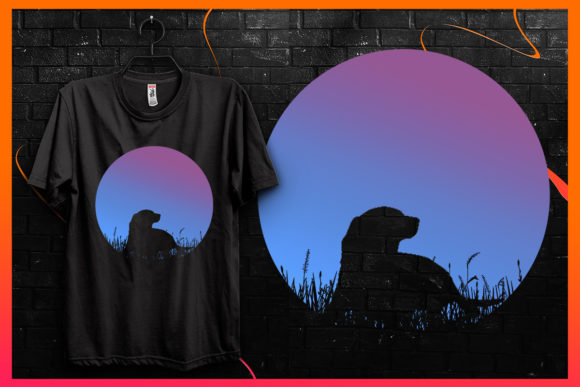 Retro Vintage Sunset-Dog Silhouette 21