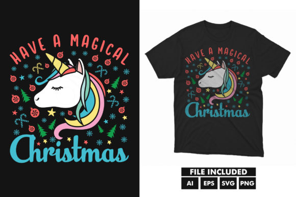 Unicorn Christmas SVG T-shirt Design Graphics
